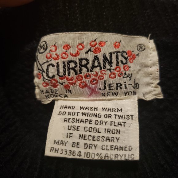 Currants Sweater Vest Vintage 90s Cottagecore Black | Women's Medium M Pre-owned - Picture 5 of 8